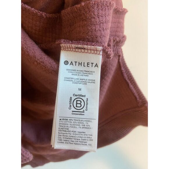 Athleta Coaster Luxe Waffle Hoodie Top in Tawny Rose SIZE MEDIUM - Picture 4 of 6